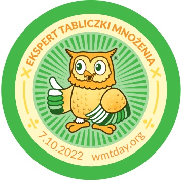 logo światowego Dnia Tabliczki Mnożenia - sowa unosząca do góry kciuk